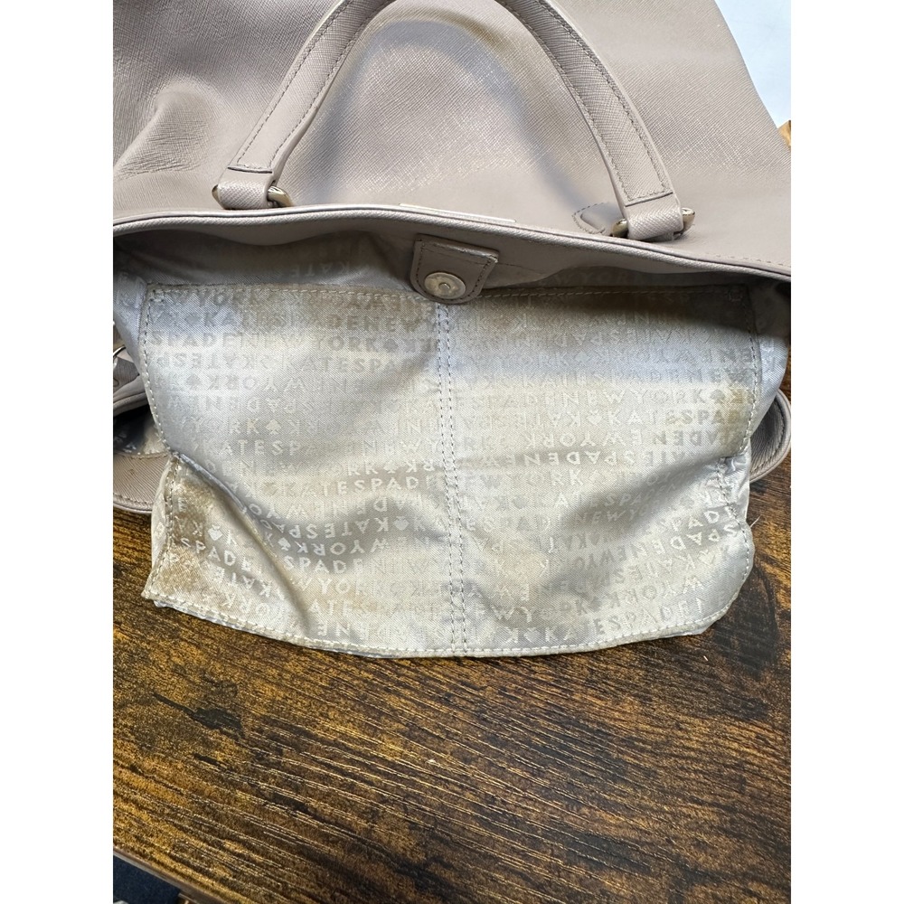 Kate Spade NY Laurel Way Evangelie Taupe Saffiano Leather Satchel Crossbody Bag - Picture 10 of 16